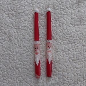 Vintage Red Santa Claus Candles - New With Defet